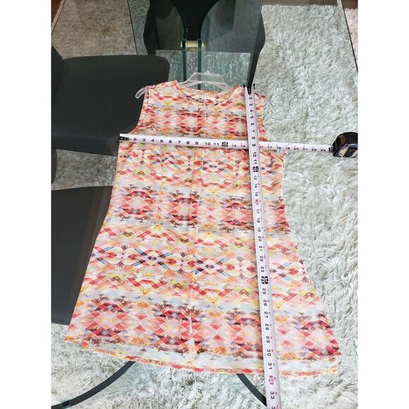 Cabi Avery Multicolor Round Neck Sleeveless Sheer Button Front Tunic Size Medium - Picture 12 of 14